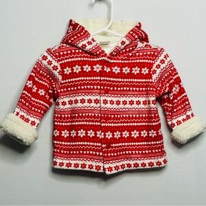 Gymboree Red and White Snowflake Design Hoodie Jacket